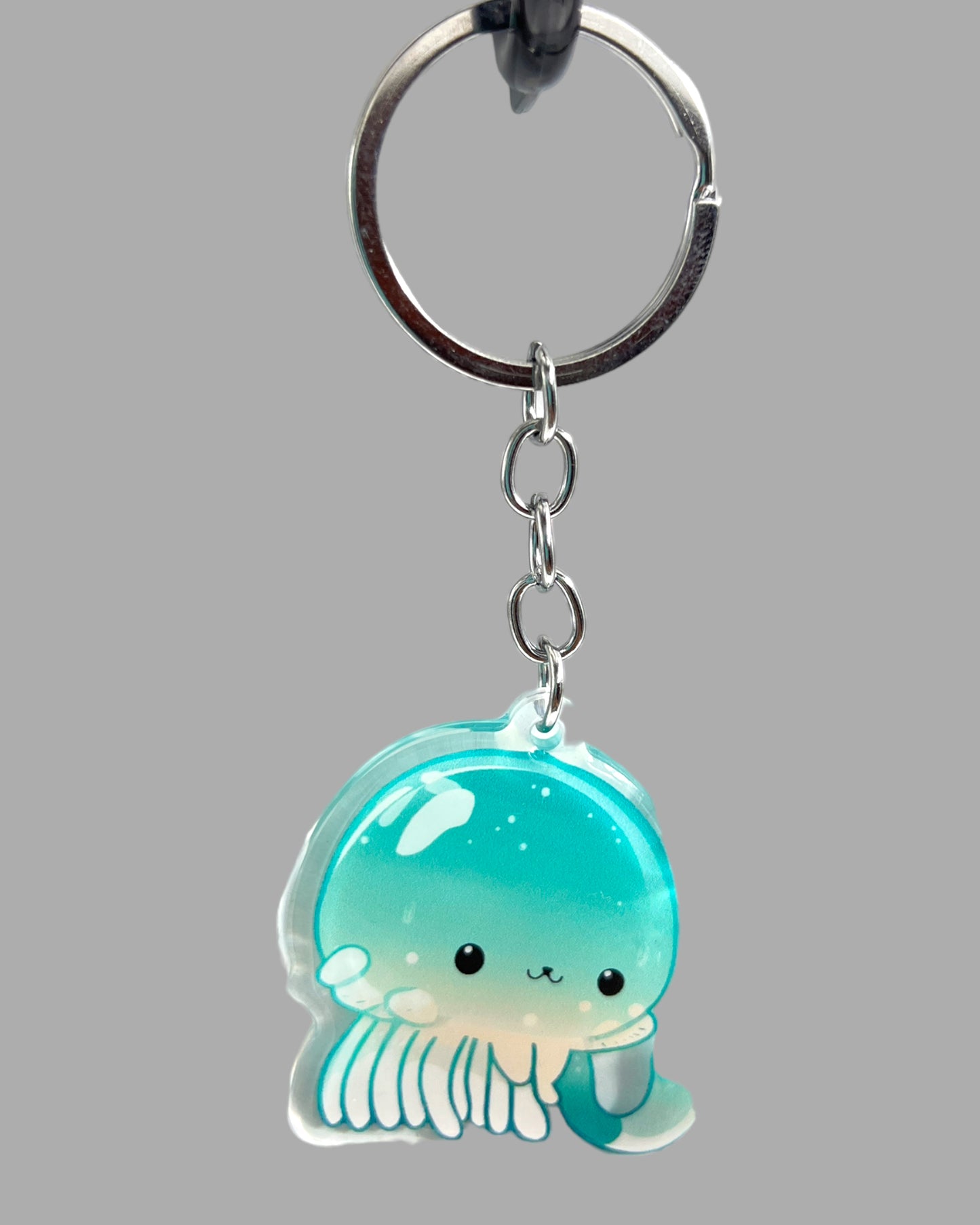 Jellyfish Acrylic Keychain, Wildlife Cute kawaii memorial ornament, pet portrait charm gift backpack fob, dad car décor, first day of school gift