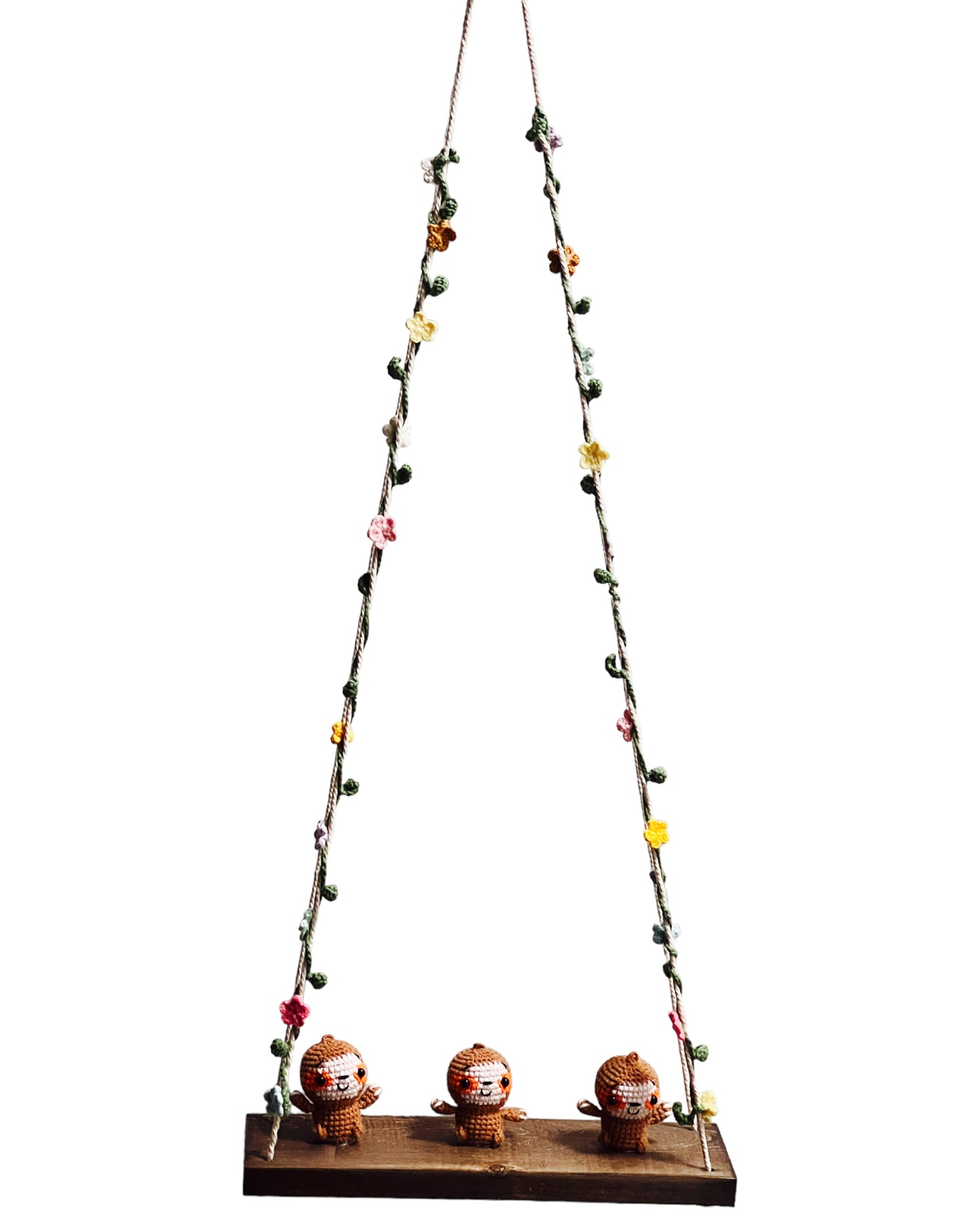 Sloths on a swing Hanging Wall Shelf