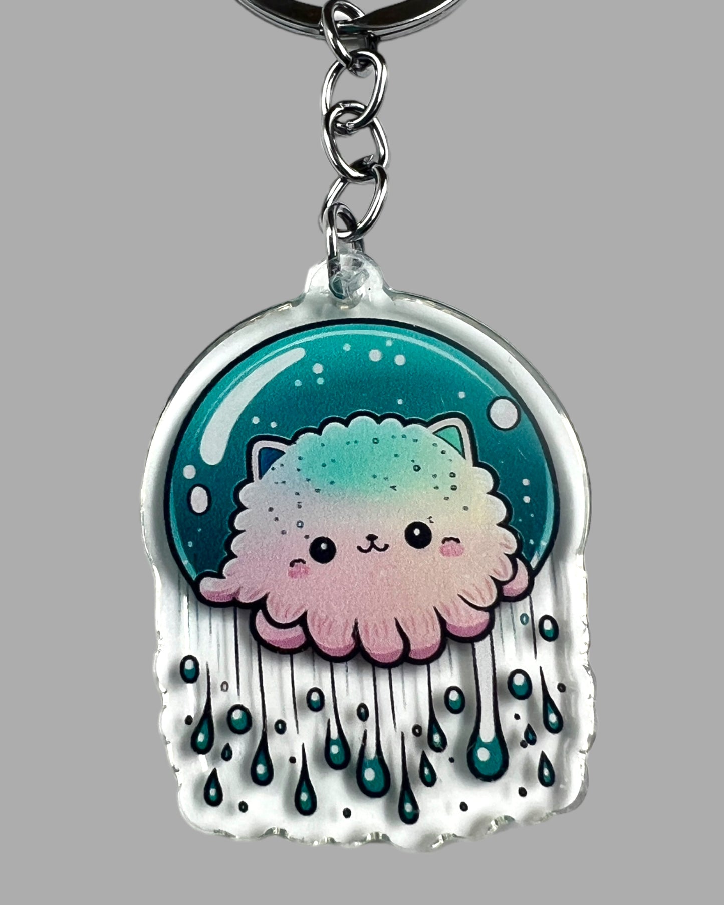 Jellyfish Acrylic Keychain, Wildlife Cute kawaii memorial ornament, pet portrait charm gift backpack fob, dad car décor, first day of school gift