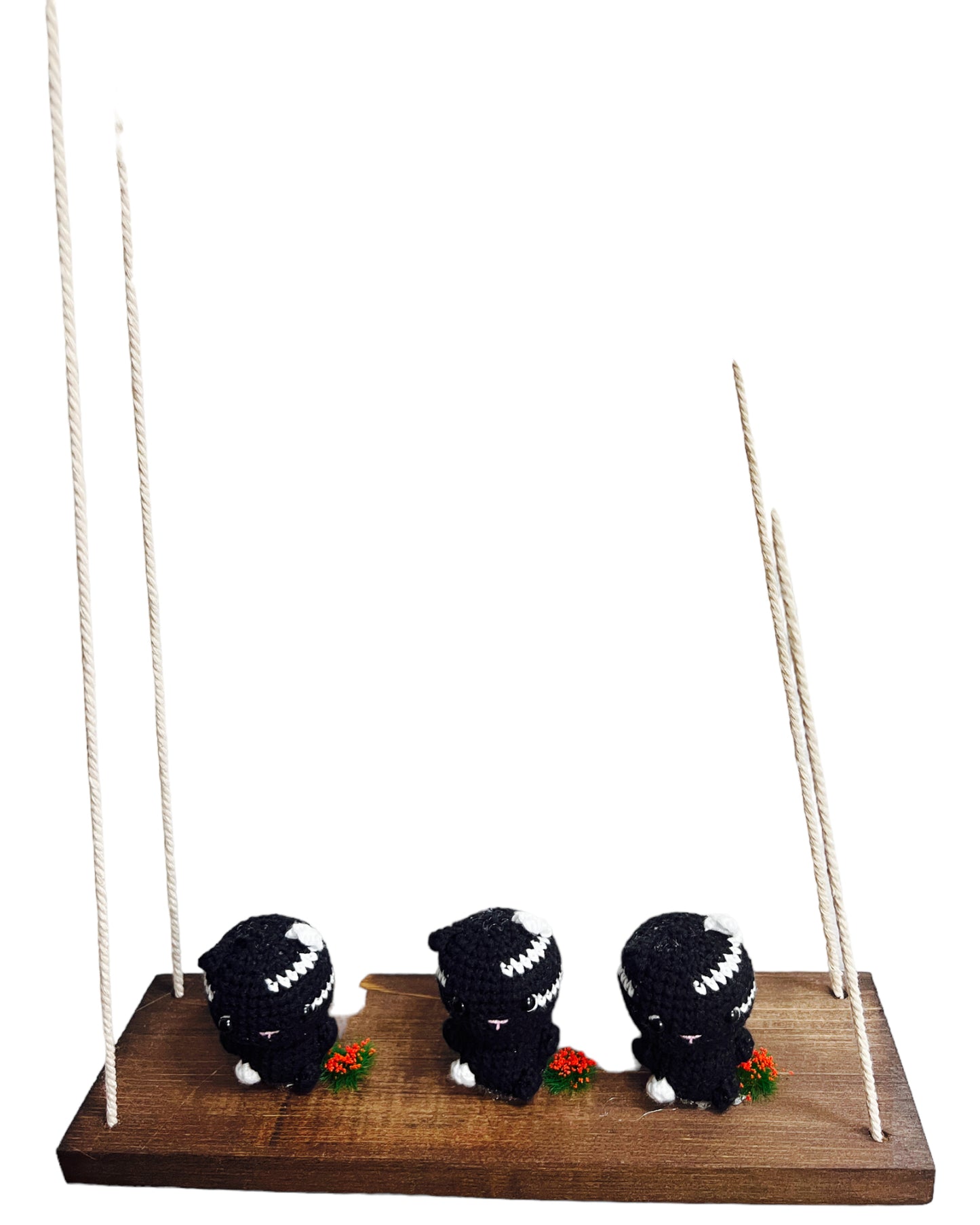 Black cats on a swing Hanging Wall Shelf
