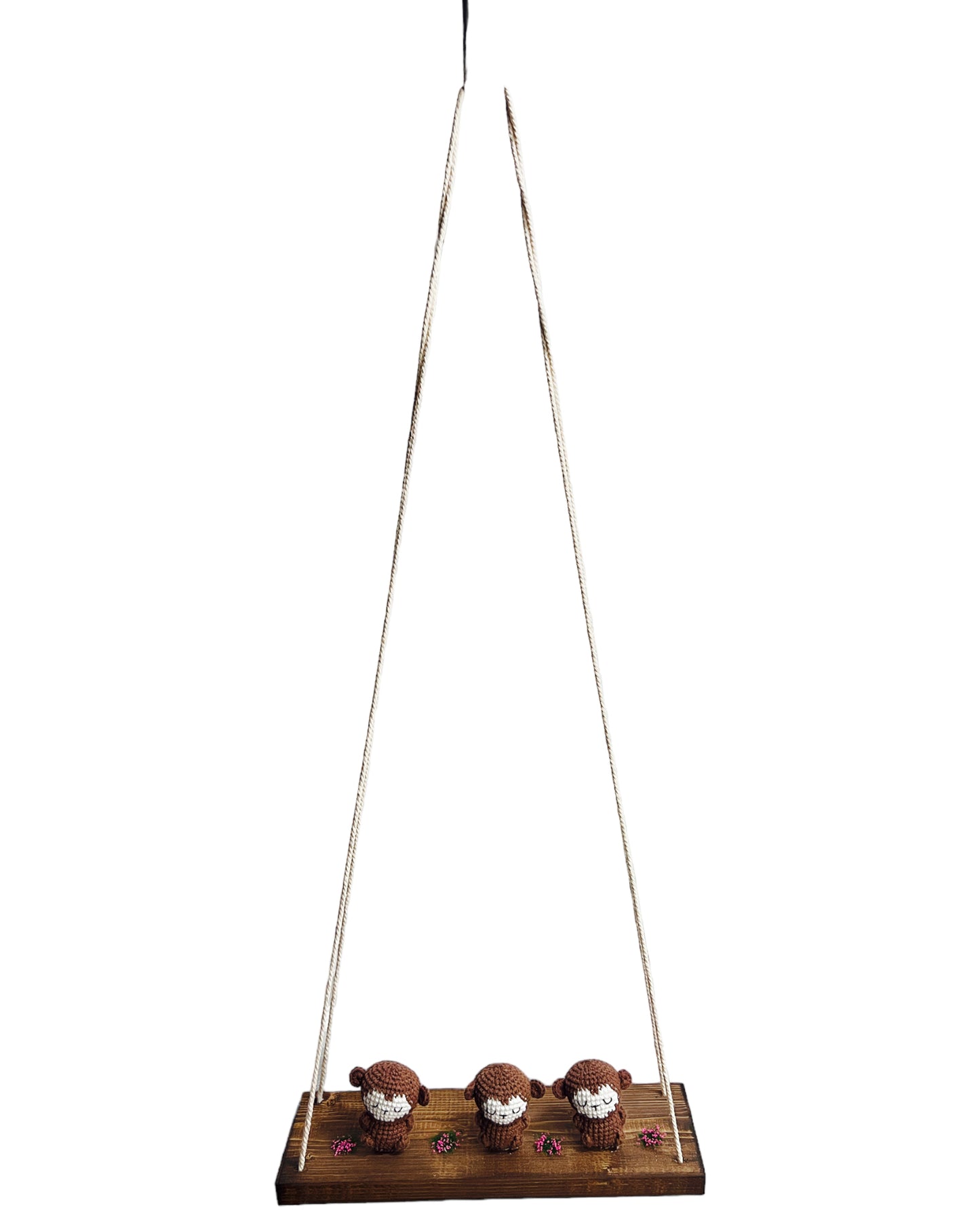 Monkeys on a swing Hanging Wall Shelf