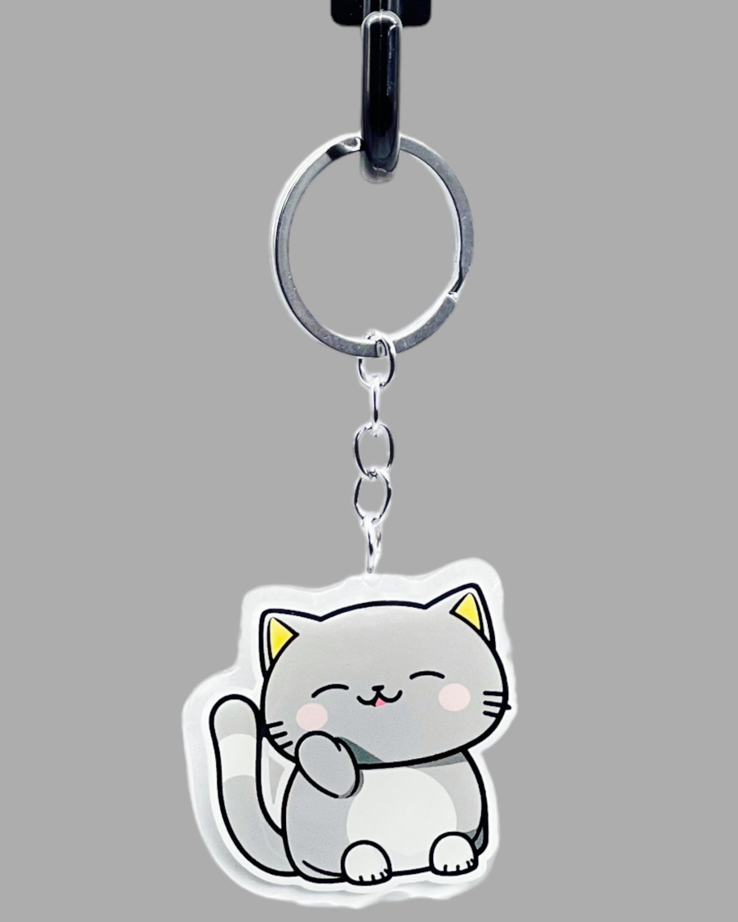 Chartreux Cat Acrylic keychain, Cute kawaii memorial ornament, pet portrait charm gift backpack fob, dad car décor, first day of school gift