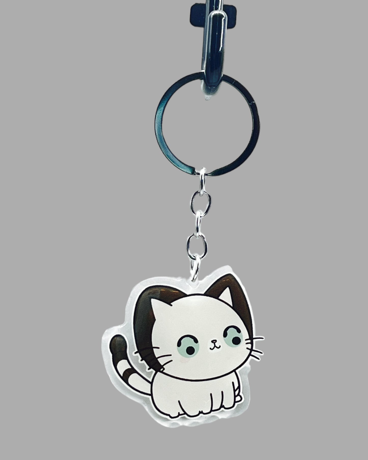 Javanese Cat Acrylic key chain, Cute kawaii memorial ornament, pet portrait charm gift backpack fob, dad car décor, first day of school gift