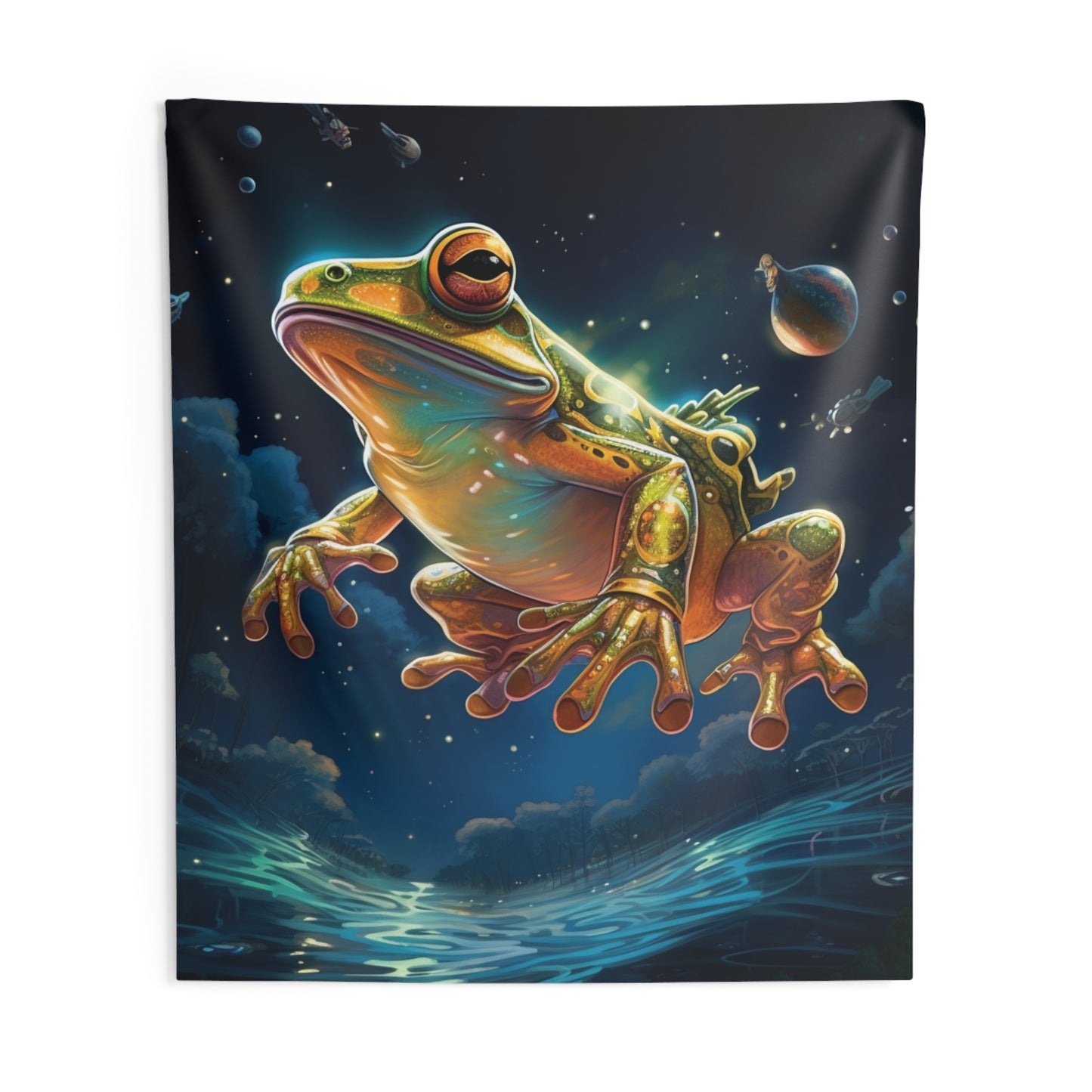 Frog Tapestry Contemporary Home Decor . Galaxy Wall Hanging Art for Baby Nursery, Dorm room, Coastal Home . Housewarming Gift
