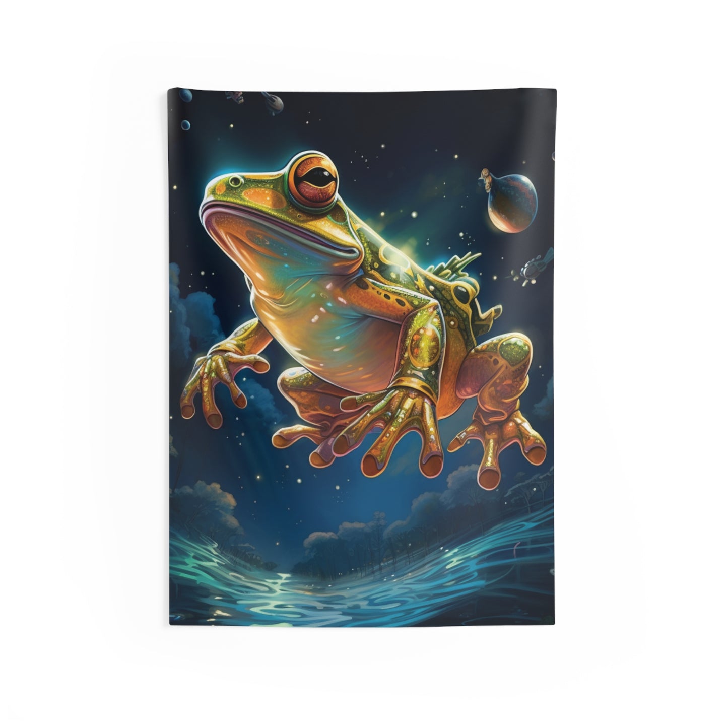 Frog Tapestry Contemporary Home Decor . Galaxy Wall Hanging Art for Baby Nursery, Dorm room, Coastal Home . Housewarming Gift