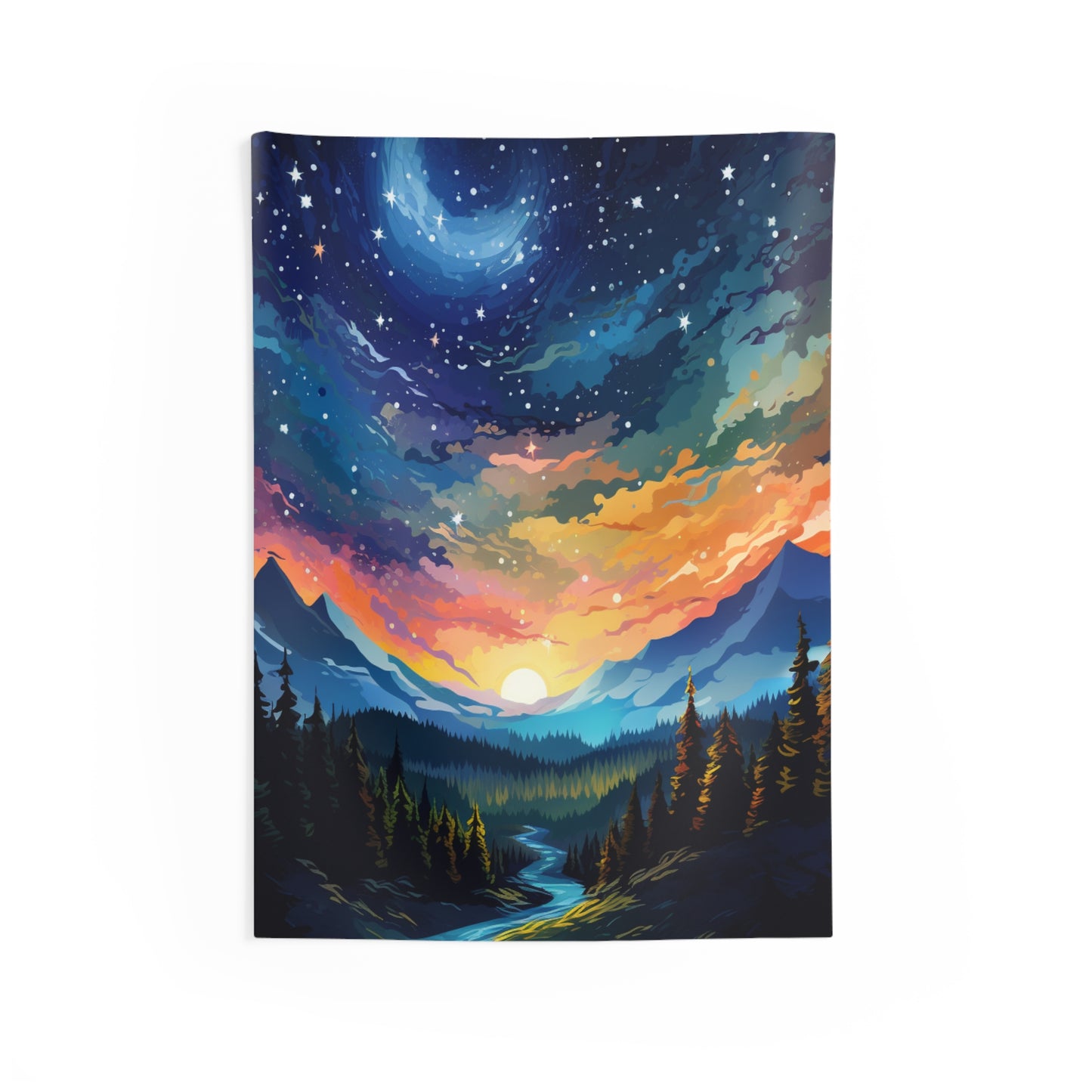 Mountain art Tapestry Contemporary Home Decor . Galaxy Wall Hanging Art for Baby Nursery, Dorm room, Coastal Home . Housewarming Gift