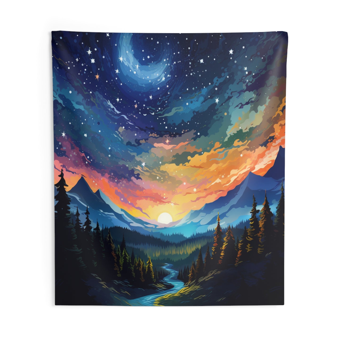 Mountain art Tapestry Contemporary Home Decor . Galaxy Wall Hanging Art for Baby Nursery, Dorm room, Coastal Home . Housewarming Gift