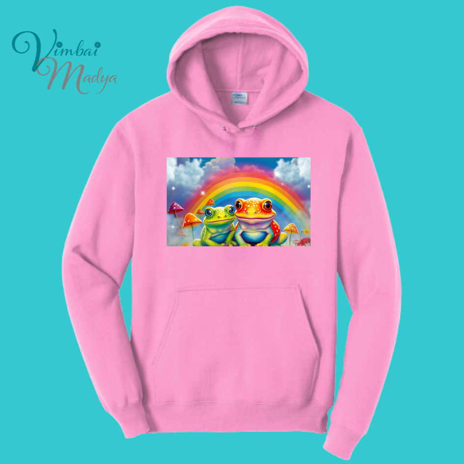 Frog Sweatshirt Unisex Clothing Kawaii Hoodie : Best Friend Gift . Fall Winter Essential . Frog and Toad Rainbow