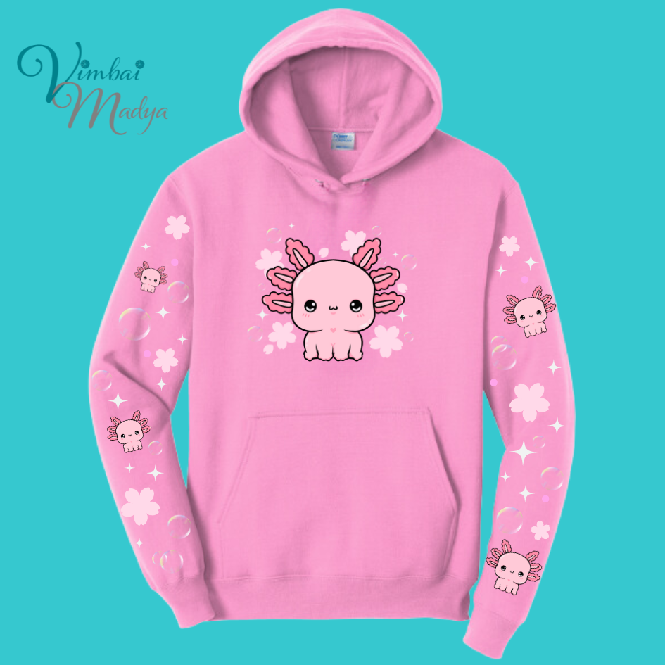 Axolotl Sweatshirt Unisex Clothing Kawaii Hoodie : Ocean, fish, beach and Best Friend Gift . Fall Winter Essential . Gift for her