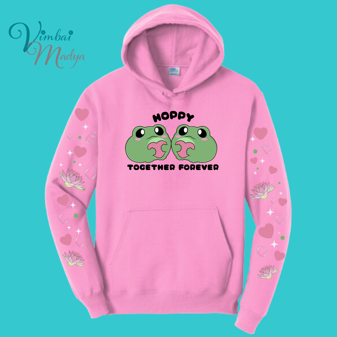 Frog Sweatshirt Unisex Clothing Kawaii Hoodie : Best Friend Gift . Fall Winter Essential . Frog and Toad Couple . Mothers Day Gift for her
