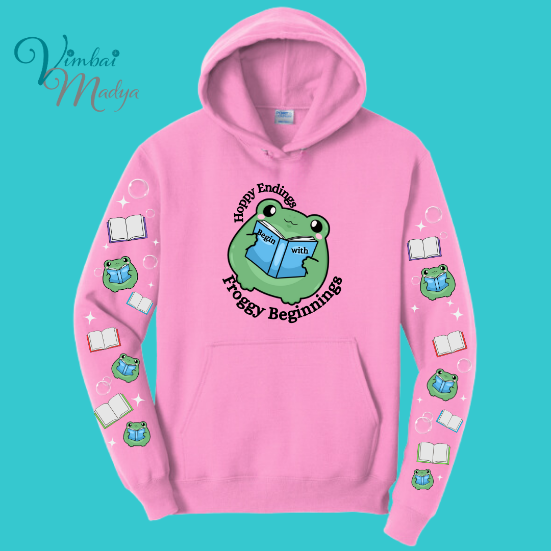Frog Sweatshirt Unisex Clothing Kawaii Hoodie : Best Friend Gift . Fall Winter Essential . Frog and Toad Book Lovers . Readers Gift for her