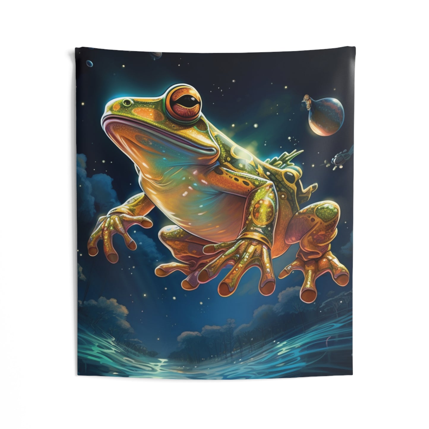 Frog Tapestry Contemporary Home Decor . Galaxy Wall Hanging Art for Baby Nursery, Dorm room, Coastal Home . Housewarming Gift