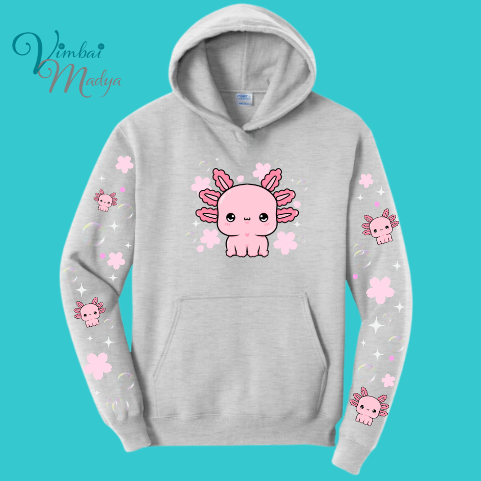 Axolotl Sweatshirt Unisex Clothing Kawaii Hoodie : Ocean, fish, beach and Best Friend Gift . Fall Winter Essential . Gift for her
