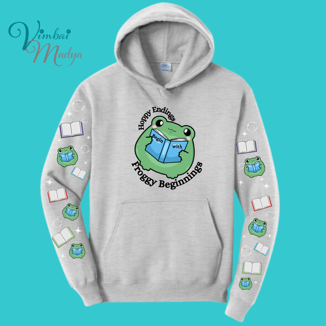Frog Sweatshirt Unisex Clothing Kawaii Hoodie : Best Friend Gift . Fall Winter Essential . Frog and Toad Book Lovers . Readers Gift for her