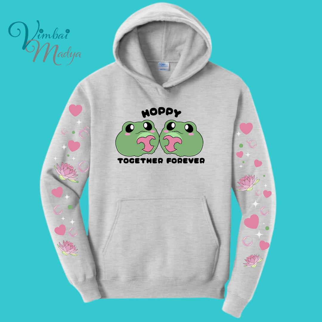 Frog Sweatshirt Unisex Clothing Kawaii Hoodie : Best Friend Gift . Fall Winter Essential . Frog and Toad Couple . Mothers Day Gift for her