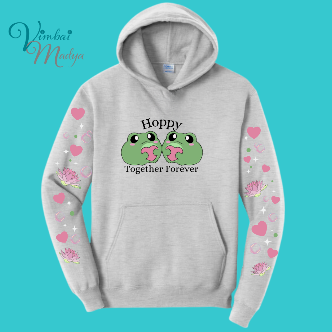 Frog Sweatshirt Unisex Clothing Kawaii Hoodie : Best Friend Gift . Fall Winter Essential . Frog and Toad Couple . Mothers Day Gift for her
