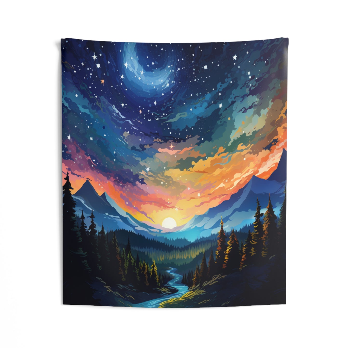Mountain art Tapestry Contemporary Home Decor . Galaxy Wall Hanging Art for Baby Nursery, Dorm room, Coastal Home . Housewarming Gift