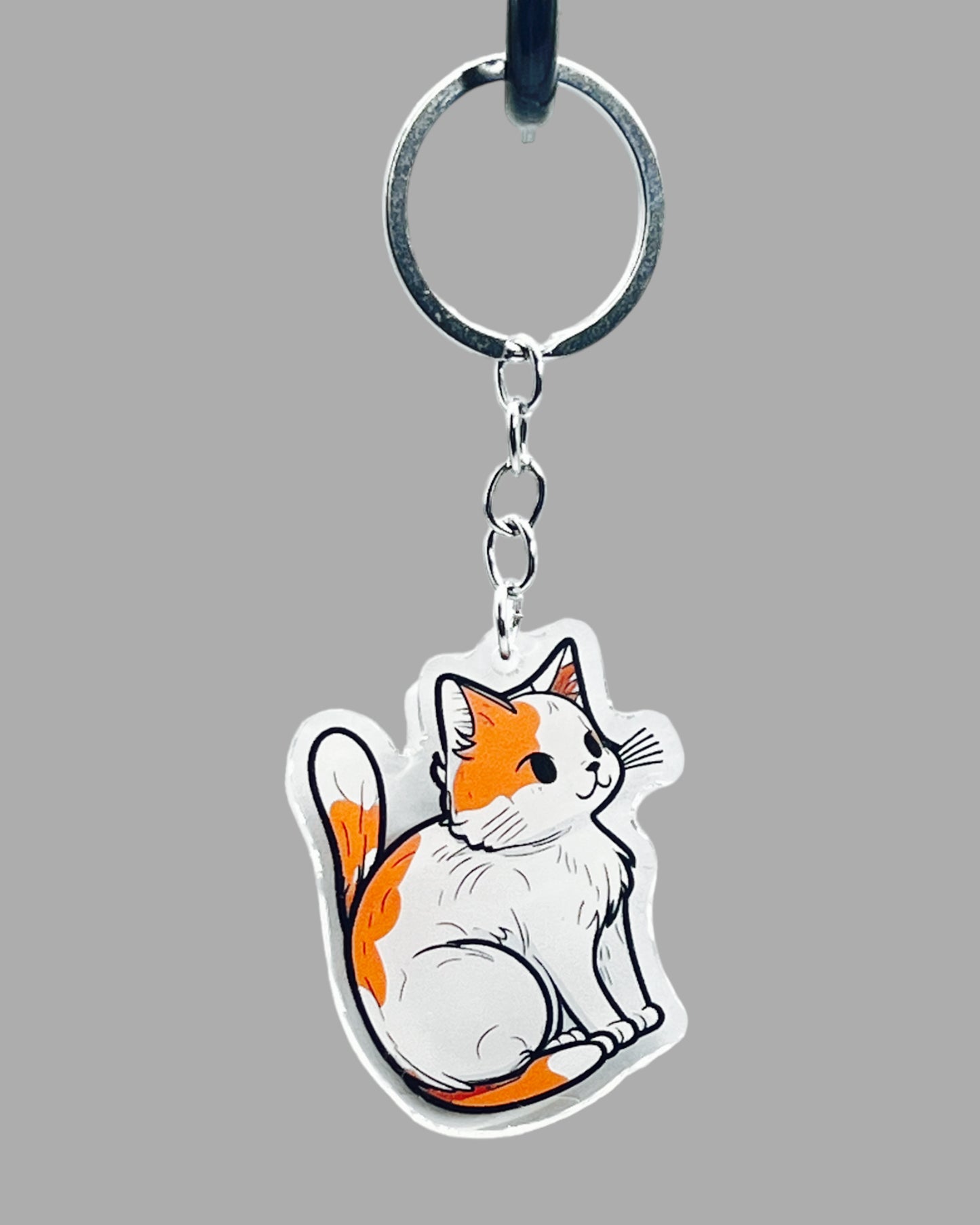 Cymric Cat Acrylic keychain, Cute kawaii memorial ornament, pet portrait charm gift backpack fob, dad car décor, first day of school gift