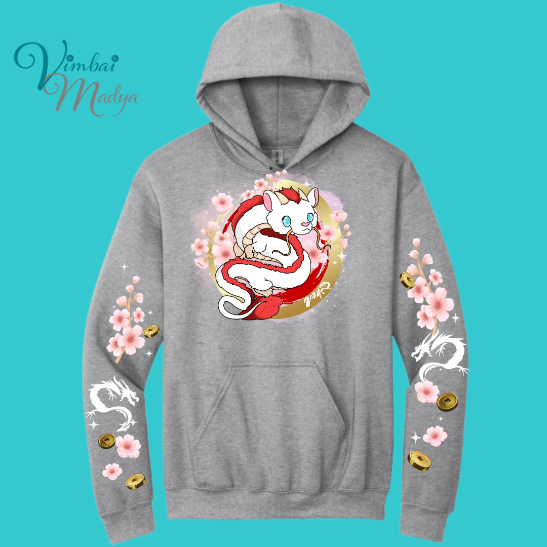 Chinese Dragon Sweatshirt Unisex Clothing Kawaii Hoodie : Best Friend Gift . Fall Winter Essential . Year of the Dragon . Lunar New Year