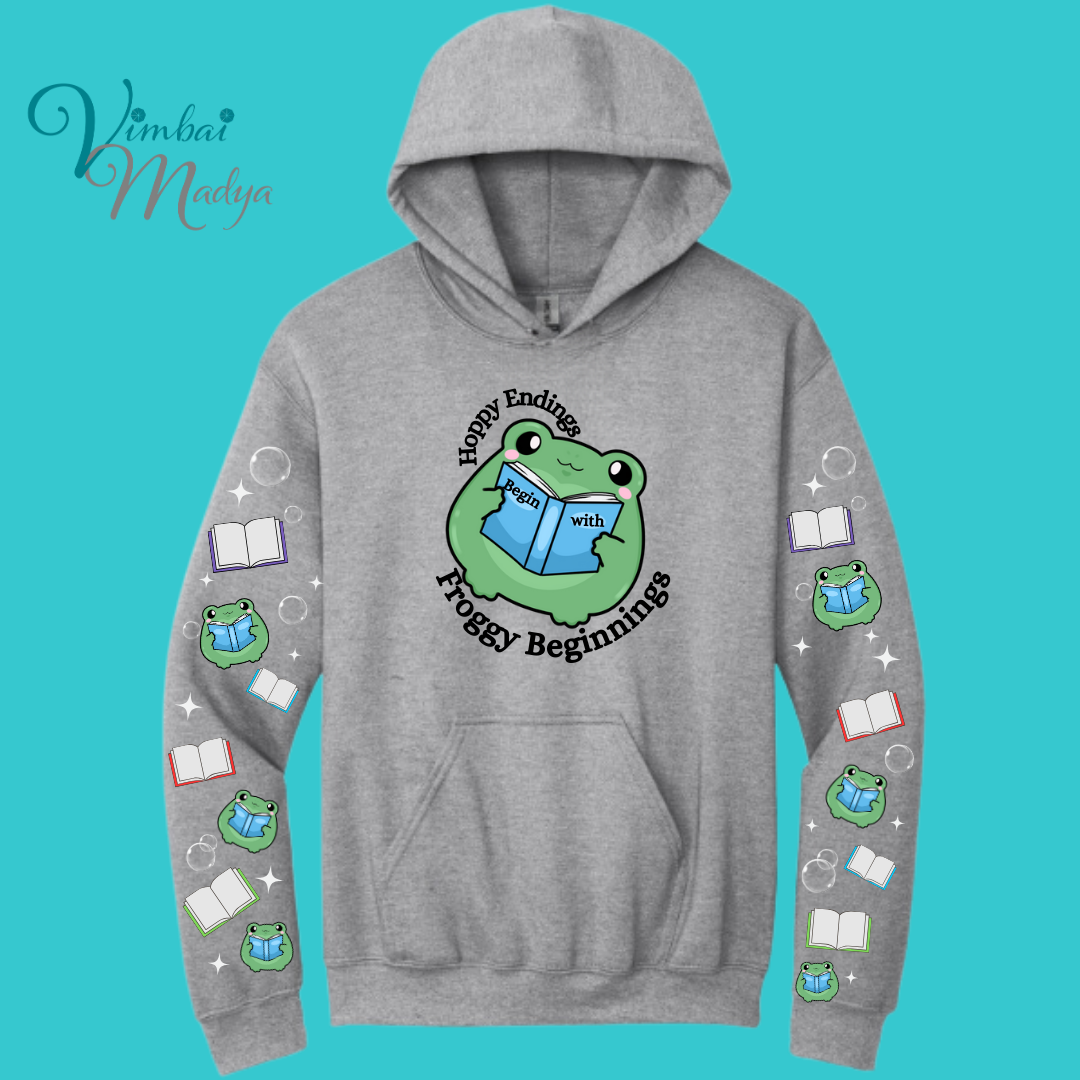 Frog Sweatshirt Unisex Clothing Kawaii Hoodie : Best Friend Gift . Fall Winter Essential . Frog and Toad Book Lovers . Readers Gift for her