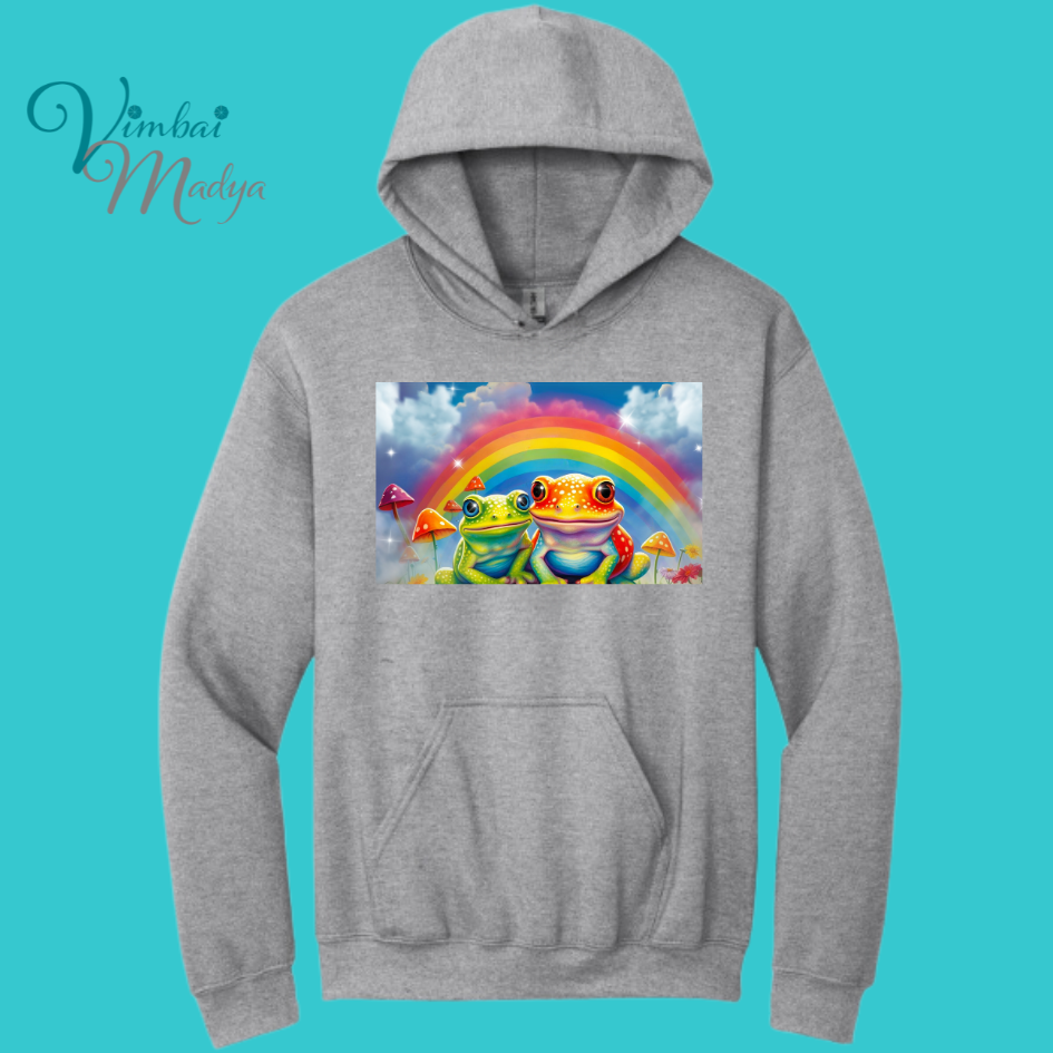 Frog Sweatshirt Unisex Clothing Kawaii Hoodie : Best Friend Gift . Fall Winter Essential . Frog and Toad Rainbow