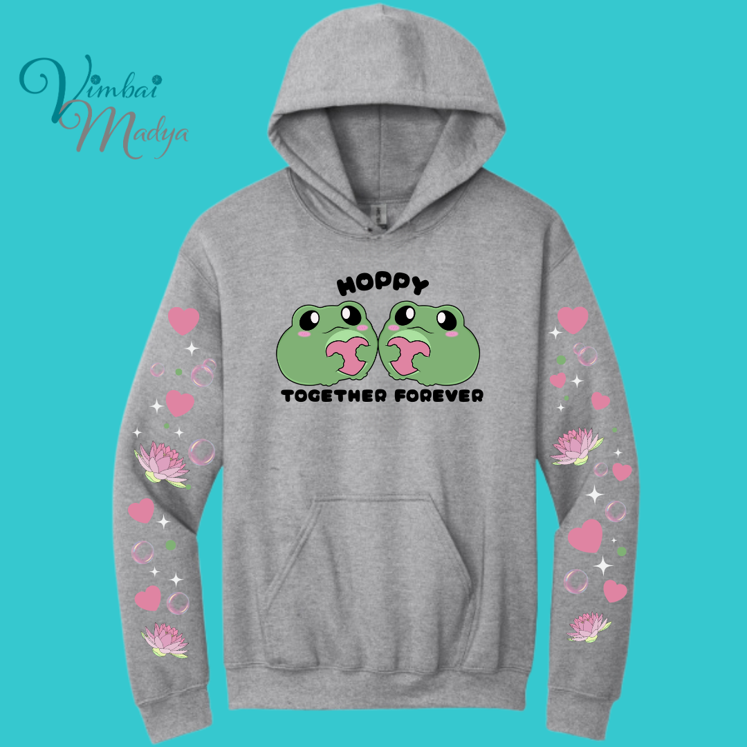 Frog Sweatshirt Unisex Clothing Kawaii Hoodie : Best Friend Gift . Fall Winter Essential . Frog and Toad Couple . Mothers Day Gift for her