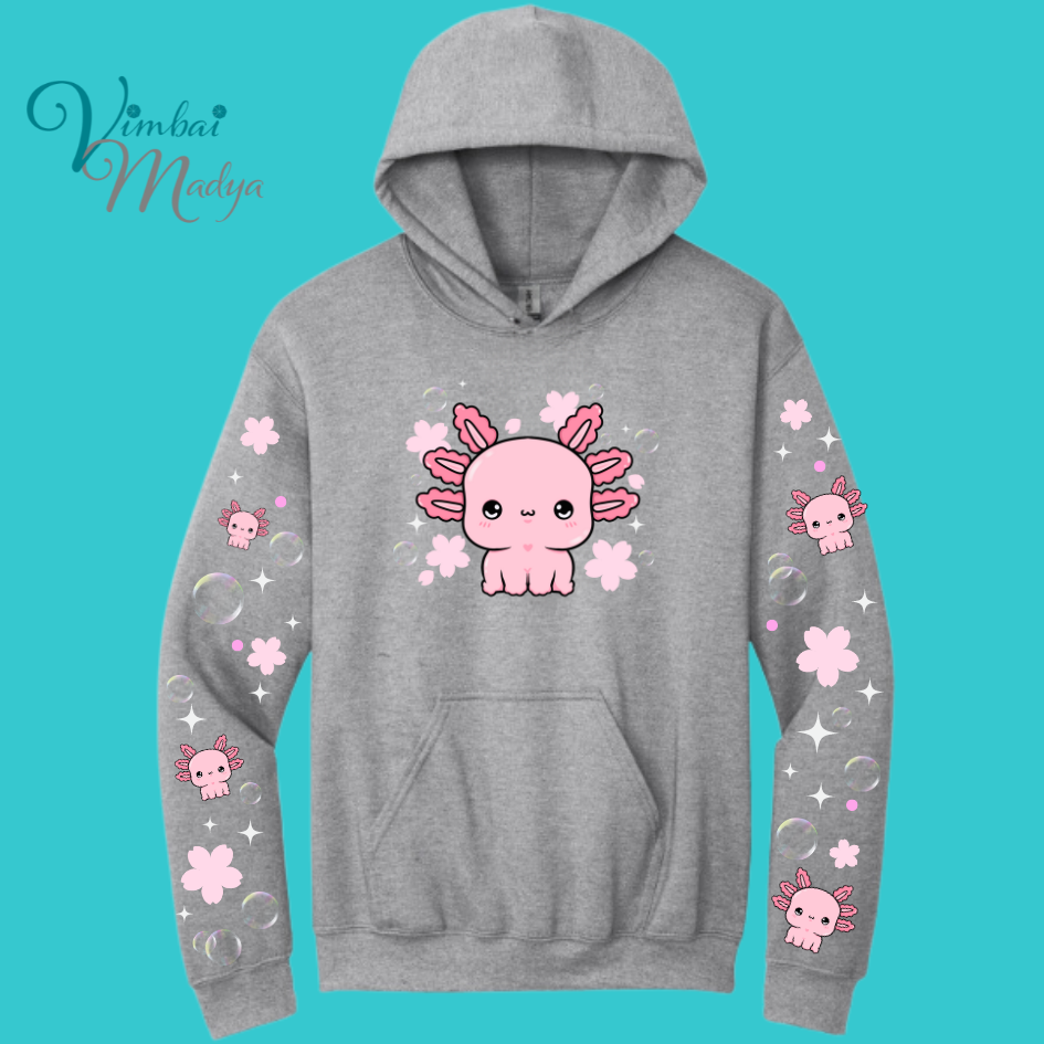 Axolotl Sweatshirt Unisex Clothing Kawaii Hoodie : Ocean, fish, beach and Best Friend Gift . Fall Winter Essential . Gift for her