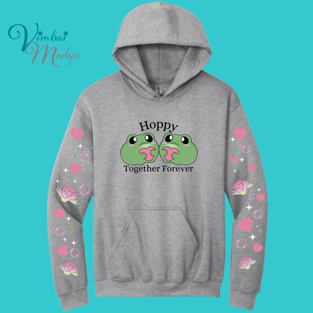 Frog Sweatshirt Unisex Clothing Kawaii Hoodie : Best Friend Gift . Fall Winter Essential . Frog and Toad Couple . Mothers Day Gift for her
