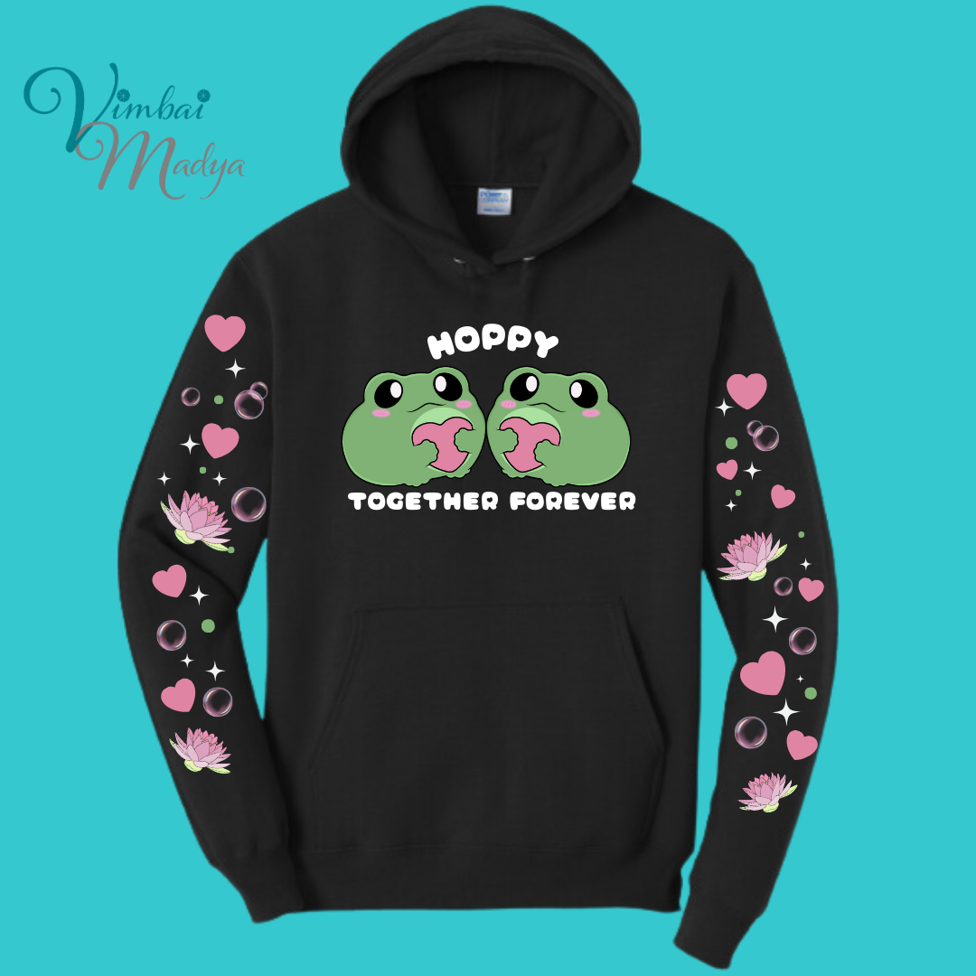 Frog Sweatshirt Unisex Clothing Kawaii Hoodie : Best Friend Gift . Fall Winter Essential . Frog and Toad Couple . Mothers Day Gift for her