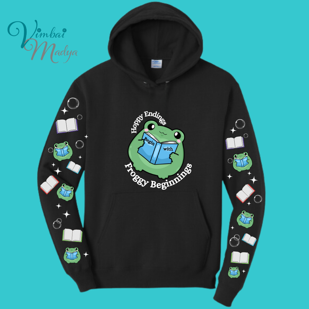 Frog Sweatshirt Unisex Clothing Kawaii Hoodie : Best Friend Gift . Fall Winter Essential . Frog and Toad Book Lovers . Readers Gift for her