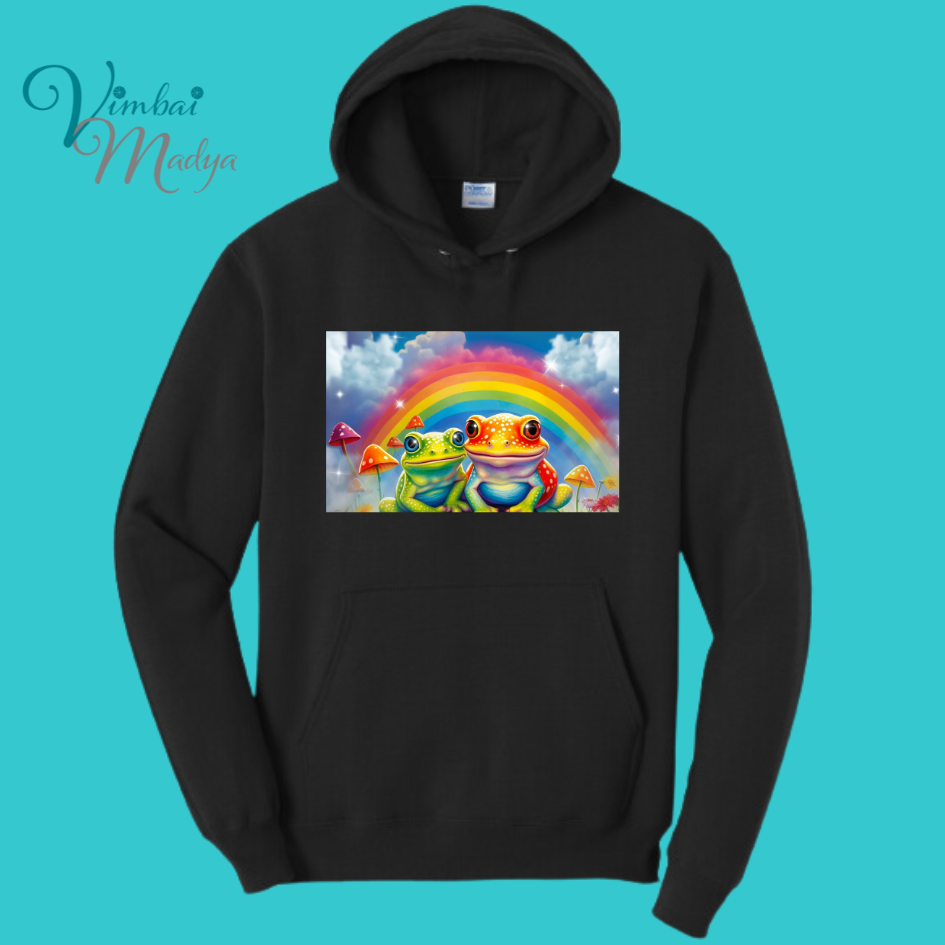 Frog Sweatshirt Unisex Clothing Kawaii Hoodie : Best Friend Gift . Fall Winter Essential . Frog and Toad Rainbow