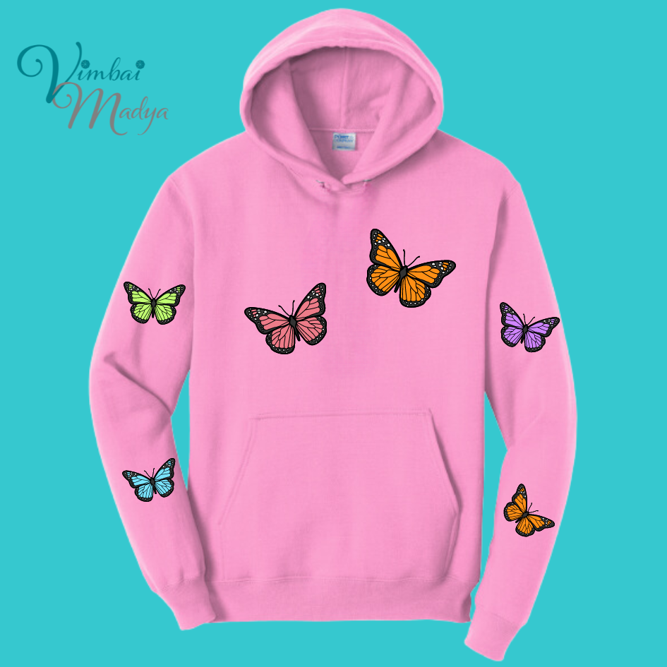 Unisex Butterfly Unisex Sakura Kawaii Frog Sweater Hoodie : Perfect Mother's Day Gift & Fall Winter Essential . Trendy, Blossom Style for Your Best Friend