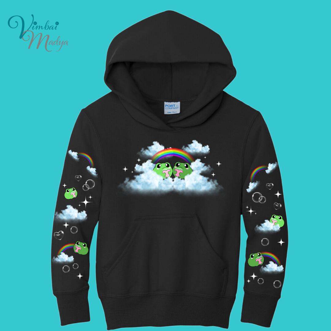 Youth Kawaii Frog Sweater Hoodie : Perfect Mother's Day Gift & Fall Winter Essential . Trendy, Unisex Style for Your Best Friend's Wardrobe
