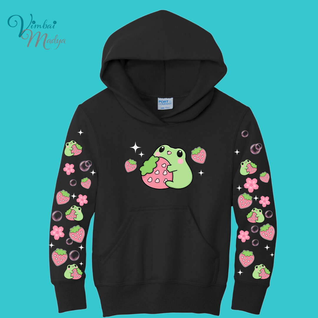 Kawaii Frog Youth Sweater Hoodie : Perfect Birthday Gift & Fall Winter Essential . Trendy, Unisex Style for Your Best Friend's Wardrobe