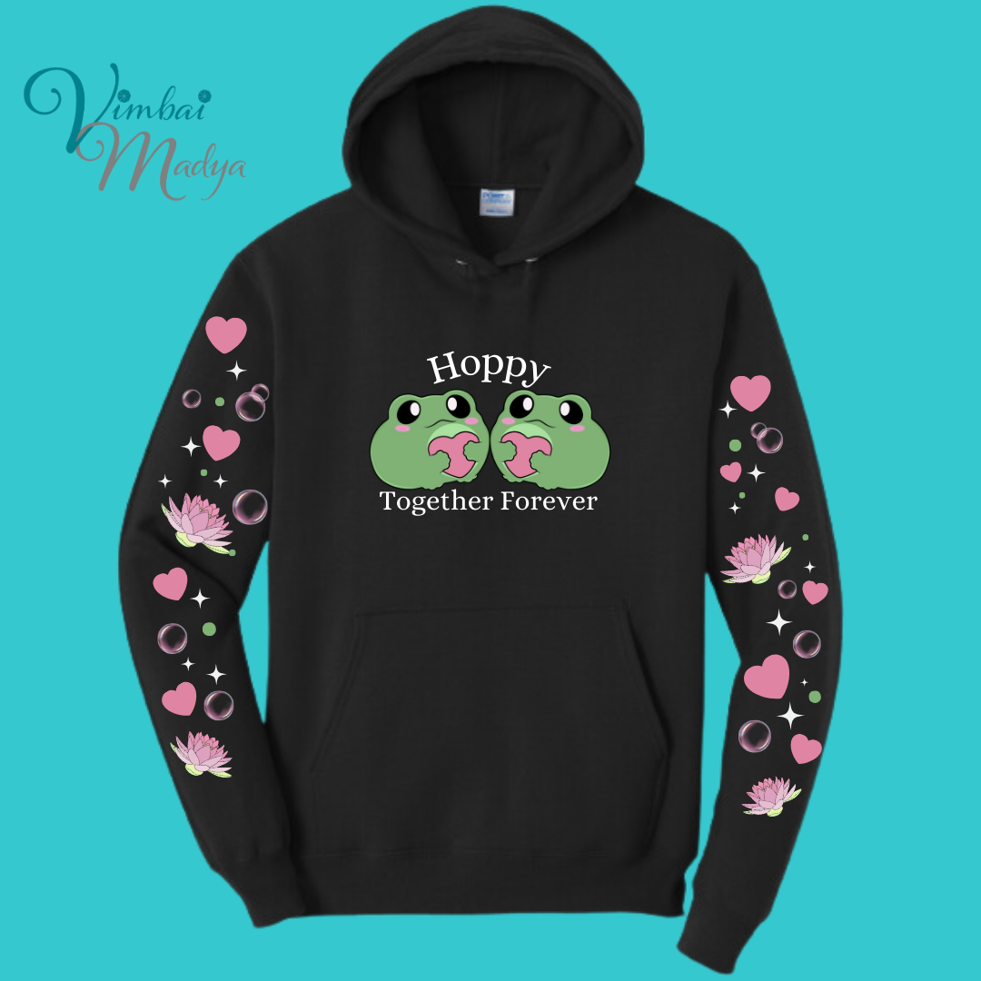 Frog Sweatshirt Unisex Clothing Kawaii Hoodie : Best Friend Gift . Fall Winter Essential . Frog and Toad Couple . Mothers Day Gift for her