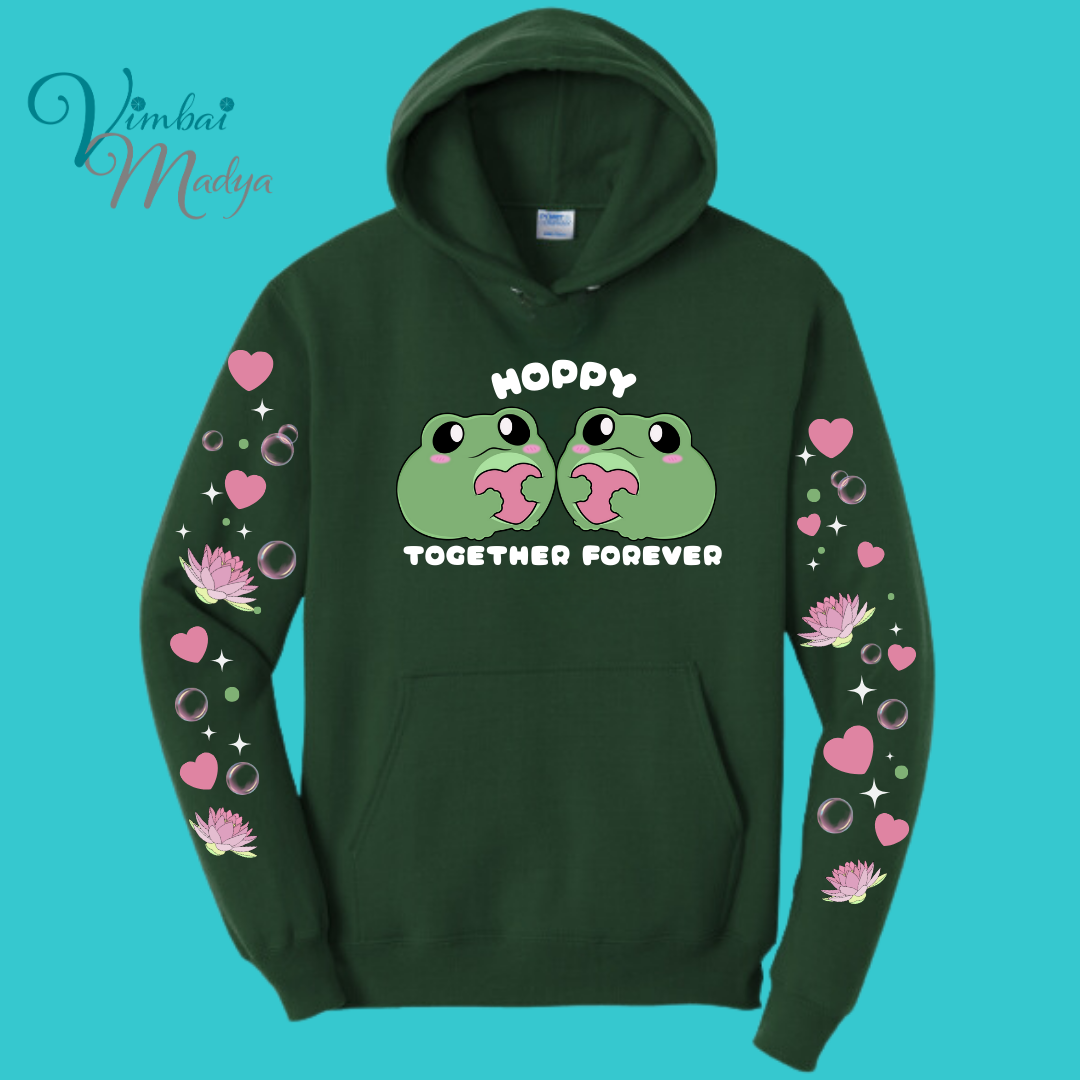 Frog Sweatshirt Unisex Clothing Kawaii Hoodie : Best Friend Gift . Fall Winter Essential . Frog and Toad Couple . Mothers Day Gift for her