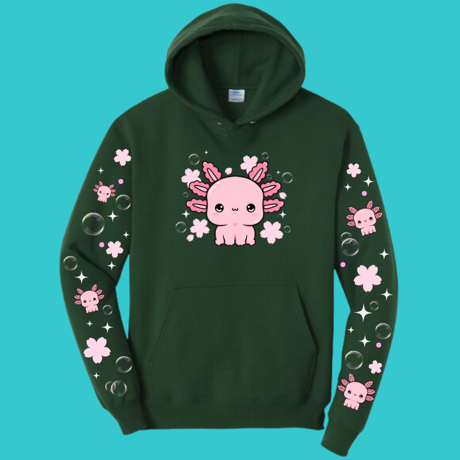 Axolotl Sweatshirt Unisex Clothing Kawaii Hoodie : Ocean, fish, beach and Best Friend Gift . Fall Winter Essential . Gift for her
