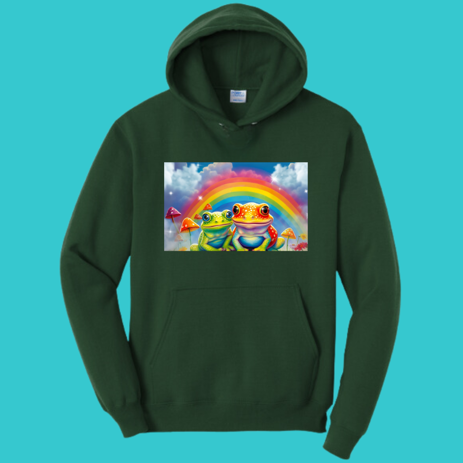 Frog Sweatshirt Unisex Clothing Kawaii Hoodie : Best Friend Gift . Fall Winter Essential . Frog and Toad Rainbow