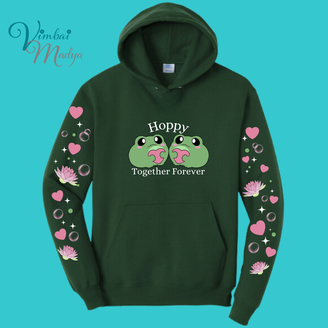 Frog Sweatshirt Unisex Clothing Kawaii Hoodie : Best Friend Gift . Fall Winter Essential . Frog and Toad Couple . Mothers Day Gift for her