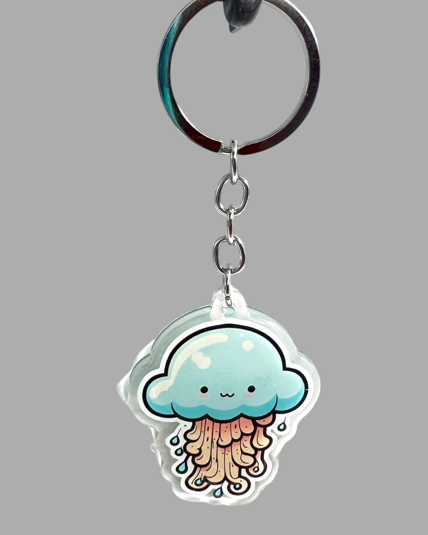 Jellyfish Acrylic Keychain, Wildlife Cute kawaii memorial ornament, pet portrait charm gift backpack fob, dad car décor, first day of school gift