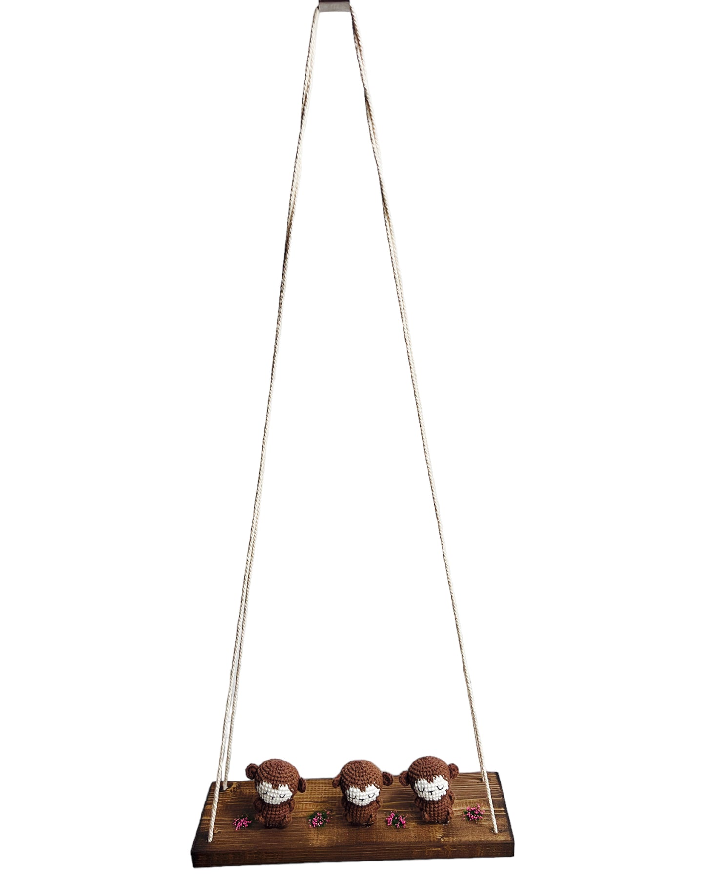 Monkeys on a swing Hanging Wall Shelf
