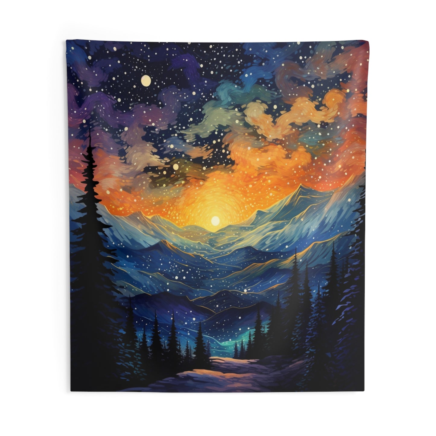 Mountain art Tapestry Contemporary Home Decor . Galaxy Wall Hanging Art for Baby Nursery, Dorm room, Coastal Home . Housewarming Gift