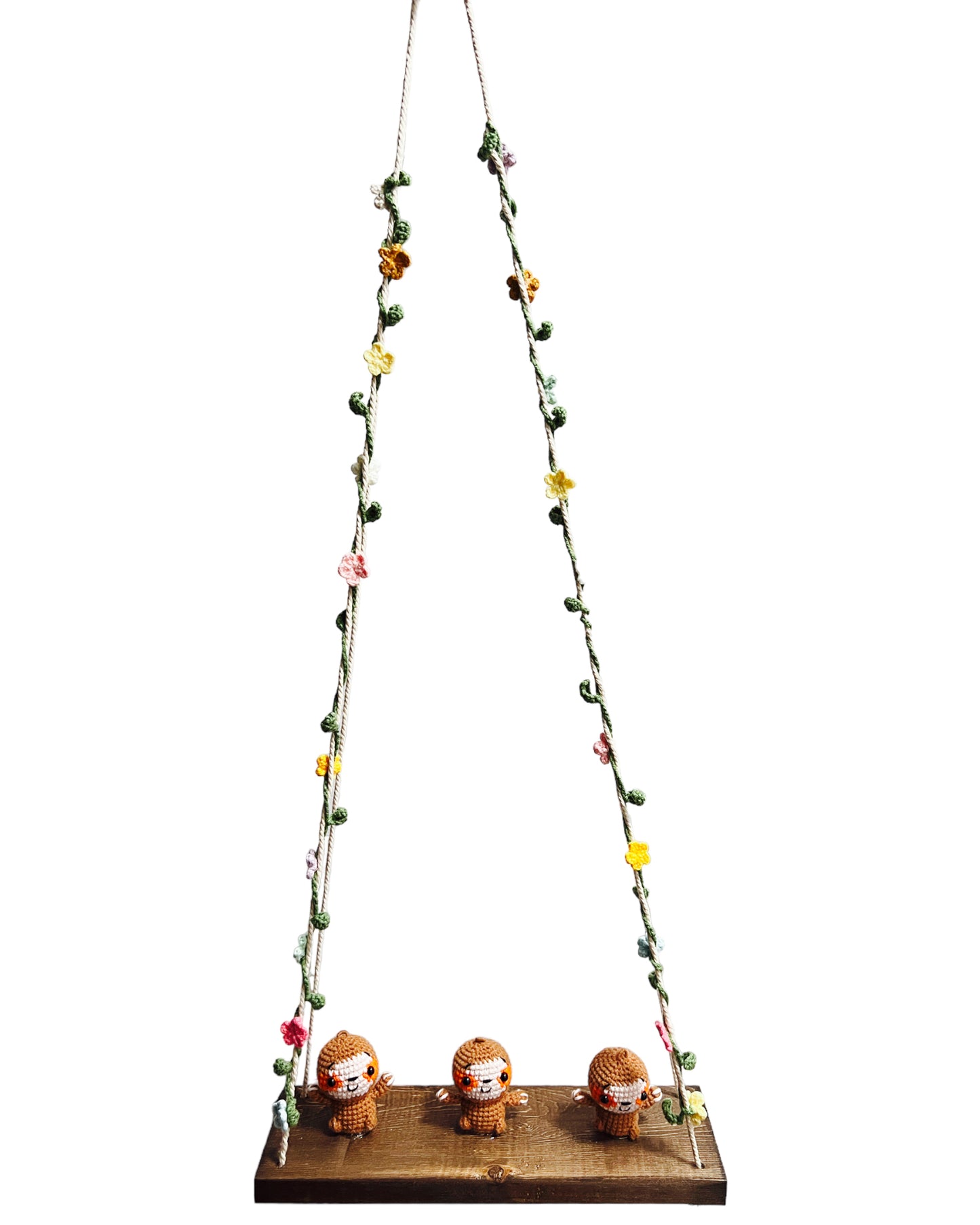 Sloths on a swing Hanging Wall Shelf