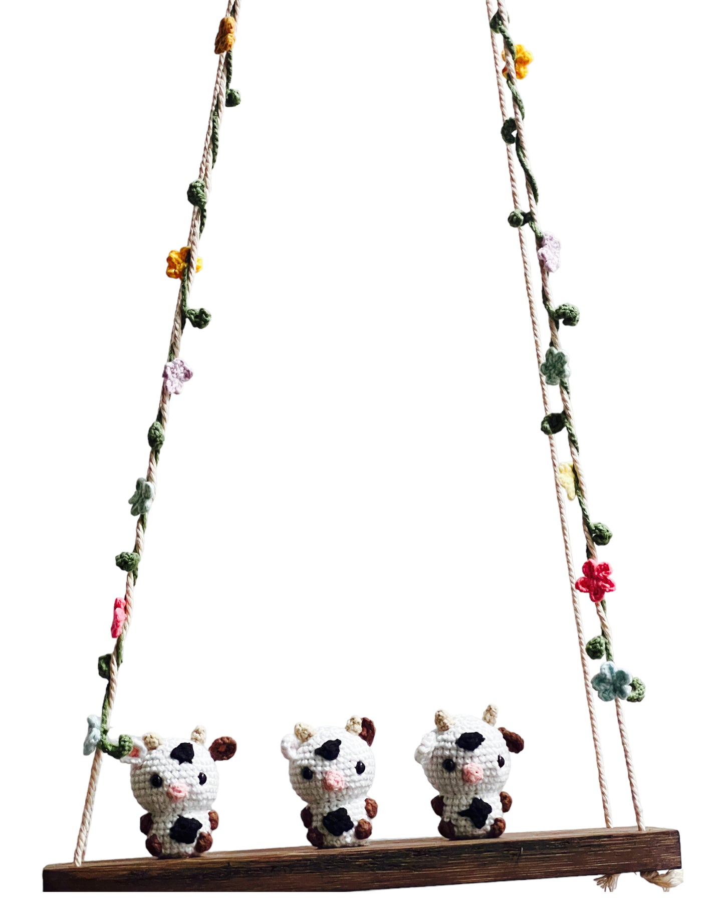 Cows on a swing Hanging Wall Shelf