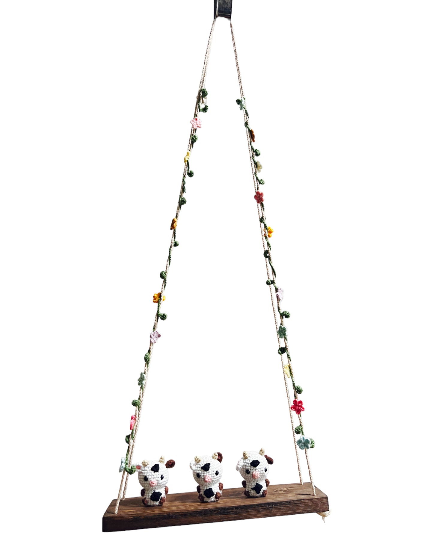 Cows on a swing Hanging Wall Shelf