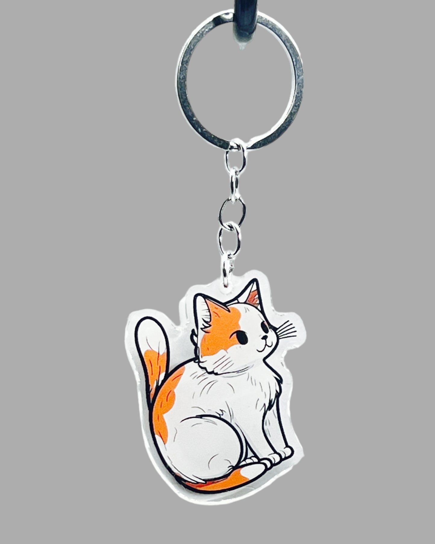 Cymric Cat Acrylic keychain, Cute kawaii memorial ornament, pet portrait charm gift backpack fob, dad car décor, first day of school gift