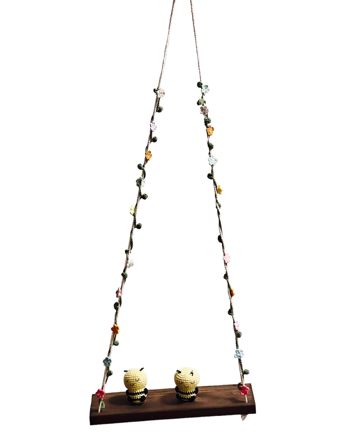 Bees on a swing Hanging Wall Shelf