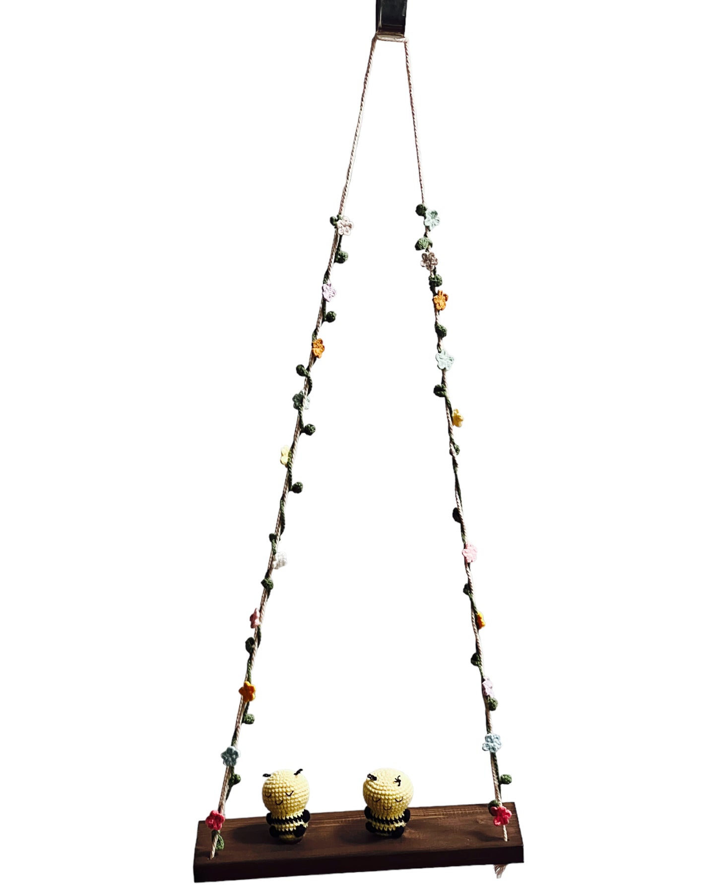 Bees on a swing Hanging Wall Shelf