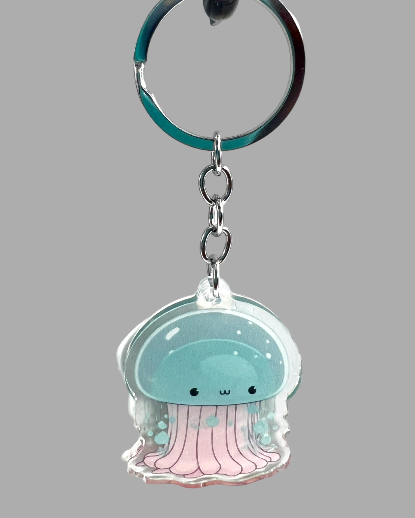 Jellyfish Acrylic Keychain, Wildlife Cute kawaii memorial ornament, pet portrait charm gift backpack fob, dad car décor, first day of school gift