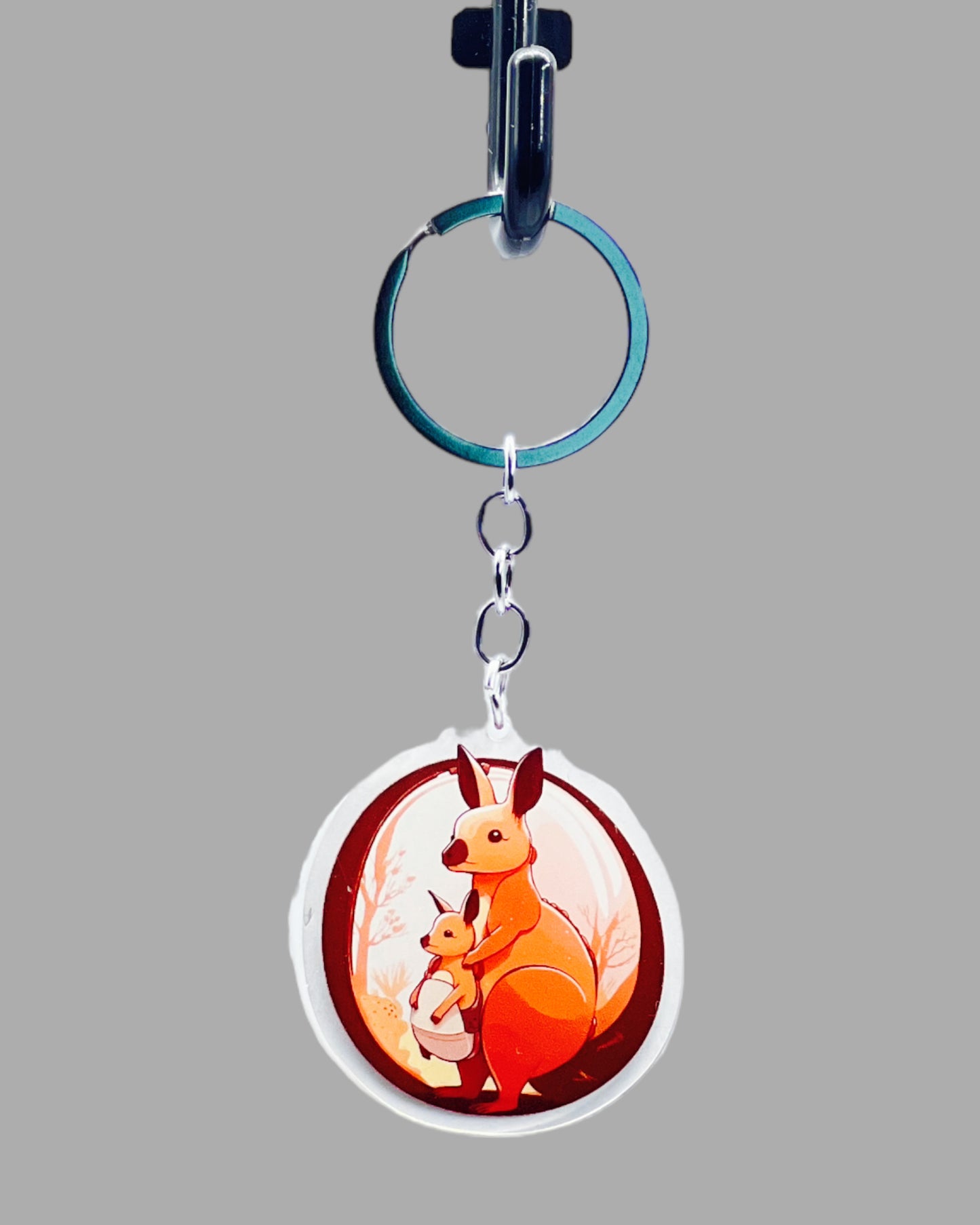 Kangaroo Acrylic keychain, wildlife Jellyfish Acrylic Keychain, Wildlife Cute kawaii memorial ornament, pet portrait charm gift backpack fob, dad car décor, first day of school gift